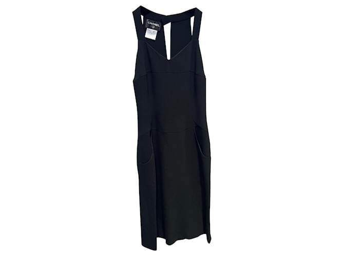 Chanel Dresses Black Silk  ref.591667