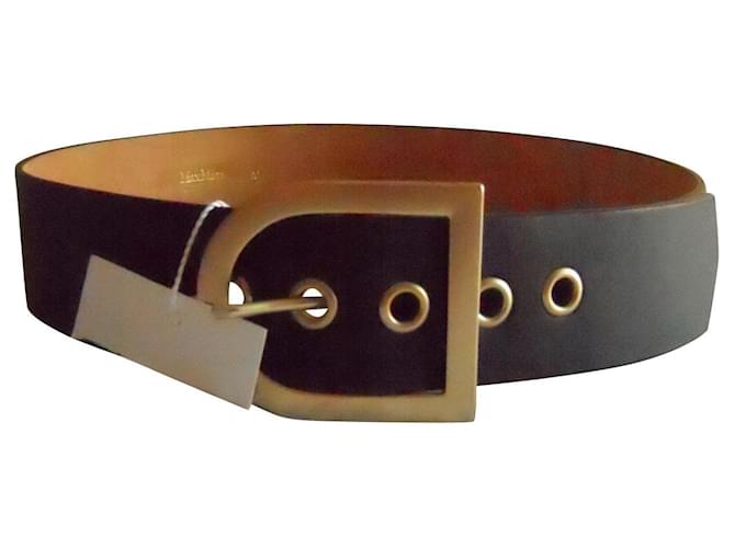 MAX MARA nuevo cinturón de cuero real. Negro Metal  ref.591683