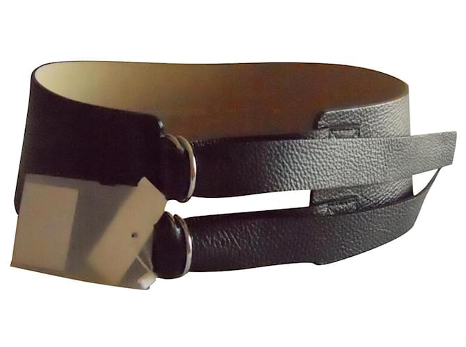 Cintura bustier SPORTMAX nuovissima in vera pelle. Nero  ref.591686