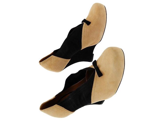 Tabitha Simmons Wedge Heels Black Caramel