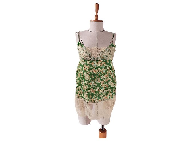 Twin Set Simona Barbieri Canotta Verde Floreale Multicolore