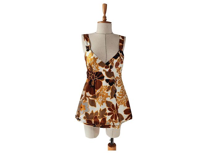 Canotta in seta J.Crew Marrone Multicolore