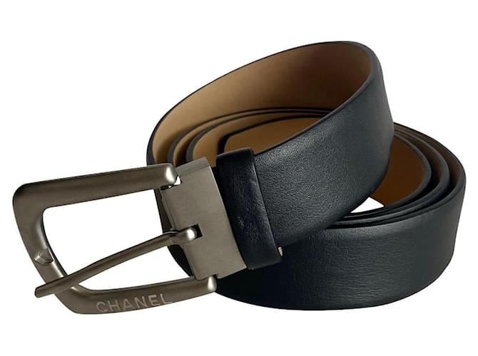 Chanel belt Black Leather  ref.591719