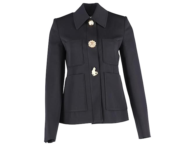 Stella Mc Cartney Stella McCartney Elisabeth Embellished Jacket in Black Wool  ref.591892