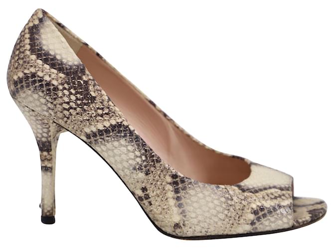 Zapatos de tacón peep-toe de Stuart Weitzman en piel con estampado de piel de serpiente Cuero  ref.591922