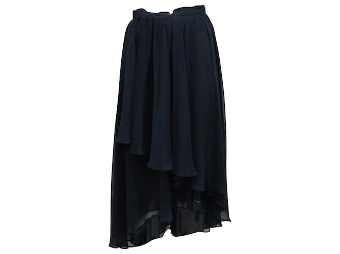 Alice + Olivia Layered Asymmetrical Maxi Skirt in Navy Blue Polyester  ref.591934
