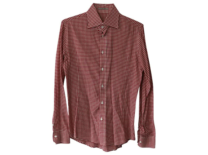 Camisa xadrez Bottega Veneta em algodão vermelho  ref.592017