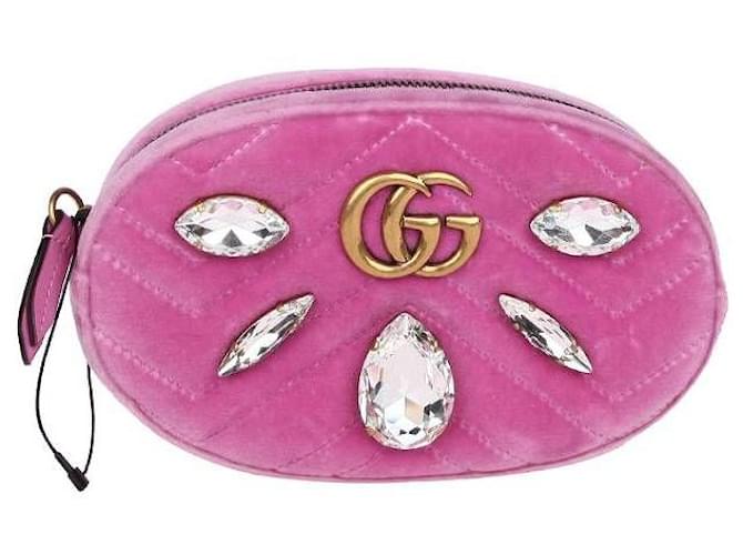 Gucci GG Marmont Crystals Belt Bag Pink ref.592059 - Joli Closet