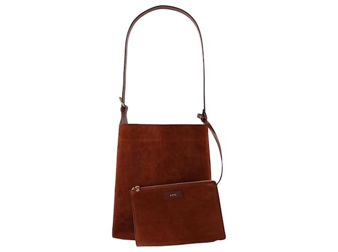 Virginie Leather Shoulder Bag in Brown - A P C