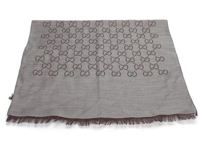Gucci GG Wool and Silk Scarf Brown  ref.592235