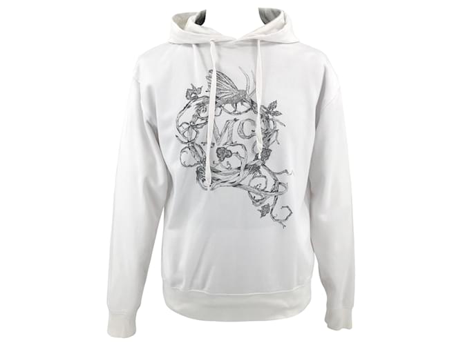 Alexander McQueen hoodie in white cotton with Mc print  ref.592251