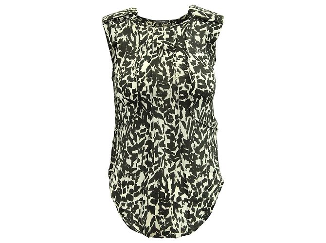 Blusa smanicata stampata Isabel Marant in seta nera Nero