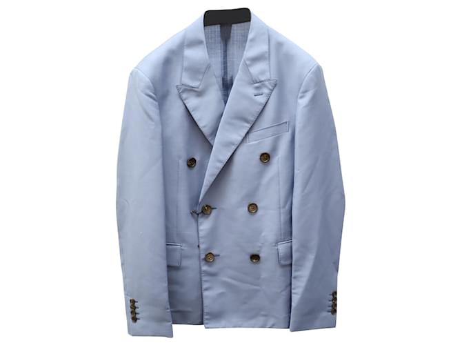 Lanvin lined Breasted Blazer in Blue Wool Mohair  ref.592349