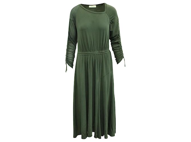 Sportmax Ruched Panel Midi Dress in Olive Green Viscose Cellulose fibre  ref.592351