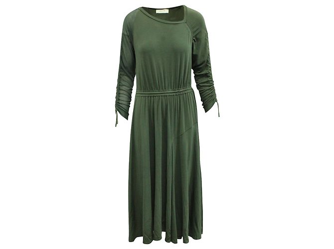 Sportmax gerafftes Midikleid aus olivgrüner Viskose