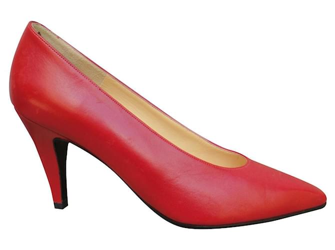 Charles Jourdan p pumps 39 Red Leather  ref.592390