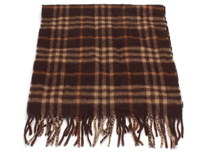 Burberry Plaid Cashmere Scarf Brown Wool  ref.592418