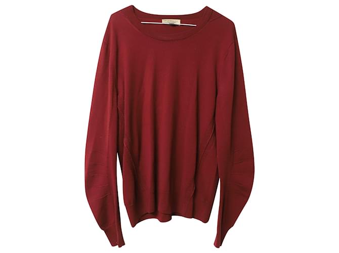 Jersey de cuello redondo de Burberry en lana de color burdeos  ref.592421