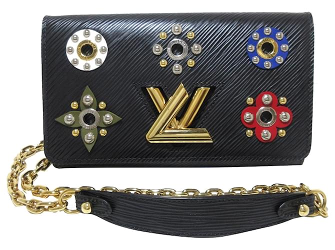 Louis Vuitton EPI Twist Flowers Chain Shoulder Bag mm Black