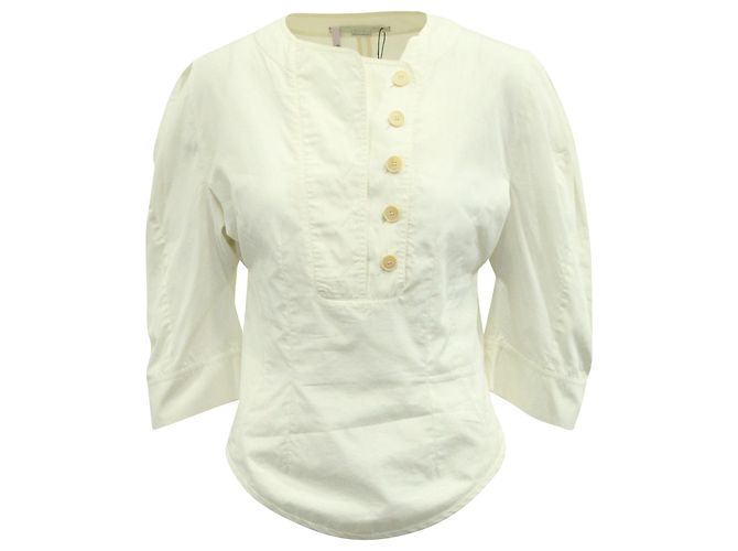 Stella Mc Cartney Blusa Stella McCartney com Manga Crescente em Algodão Branco
