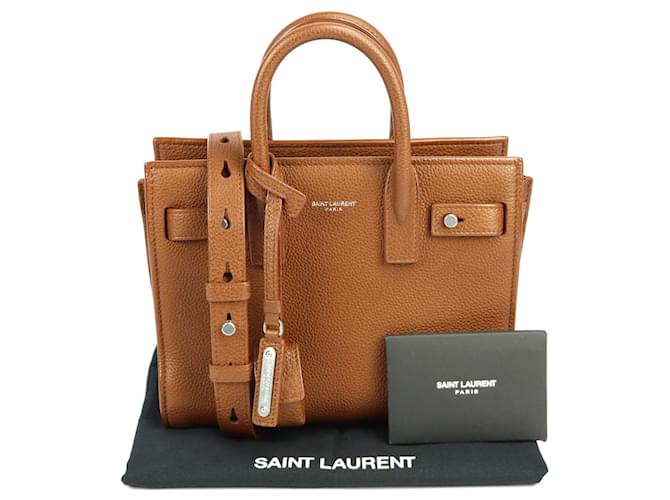 Yves Saint Laurent Sac De Jour Nano Brown Grained Leather  ref.592654