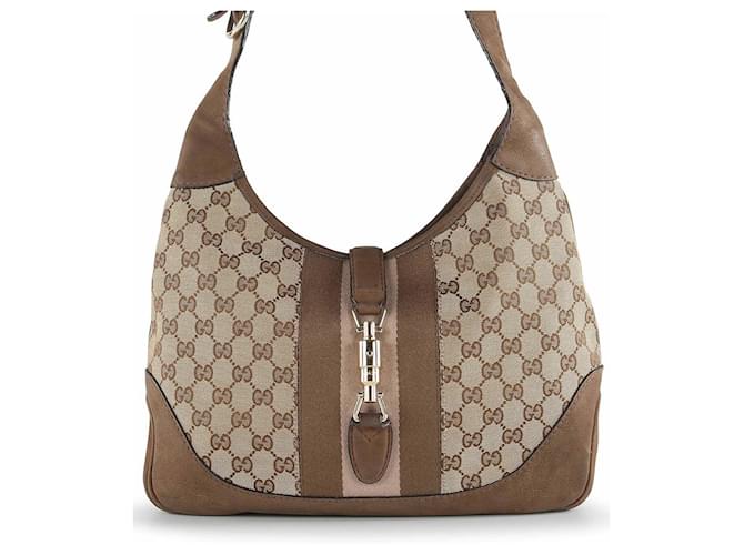 Gucci Beige/Brown GG Canvas New Jackie Shoulder Bag Cloth  ref.592863