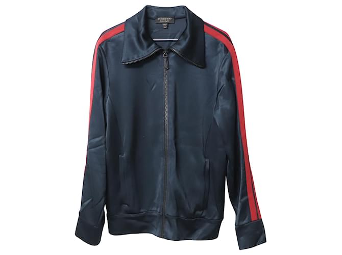 Burberry High Shine Technical Track Jacket in Navy Blue Viscose Cellulose fibre  ref.592867
