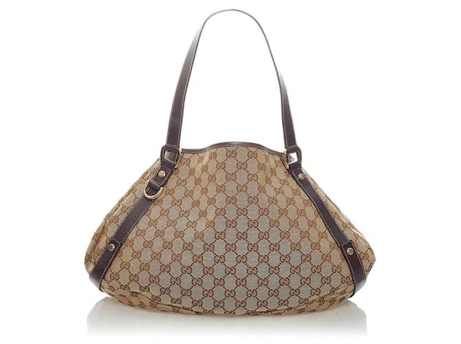 Gucci GG Canvas Abbey Shoulder Bag Brown Cloth  ref.592948