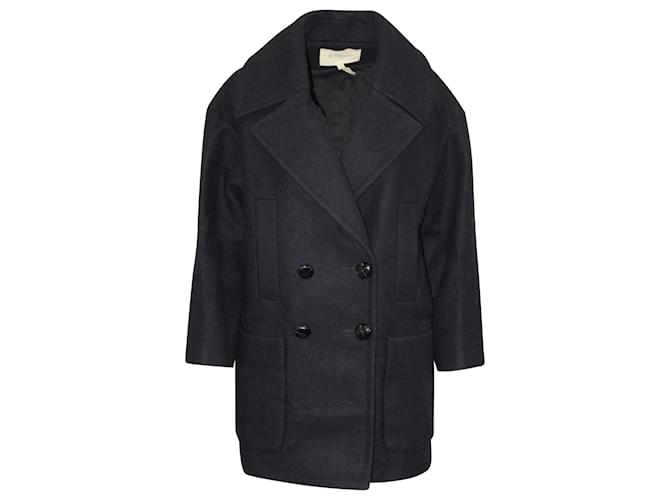 Isabel Marant Etoile Multi-Pocket Double-Breasted Coat in Black Laine Wool  ref.592975