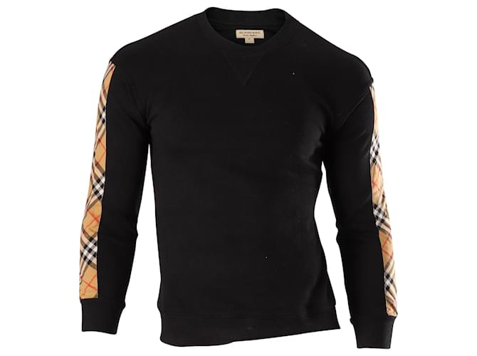 Burberry Vintage Check Panel Sweatshirt in Black Cotton  ref.592984