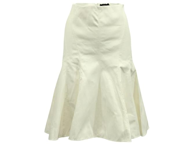 Theory Fit & Flare Mermaid Skirt in Cream Cotton White  ref.593078