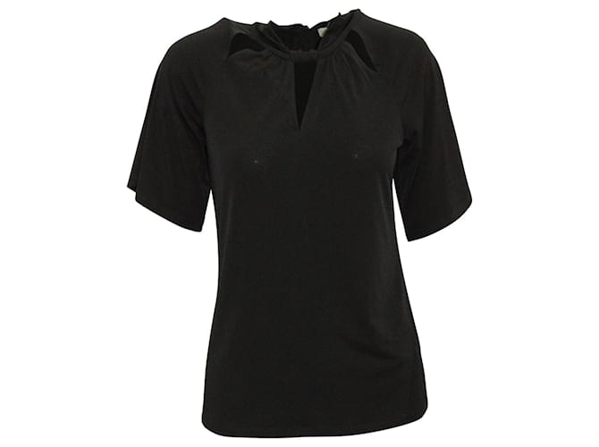 Michael Kors Cut Out Detail T-Shirt in Black Polyester  ref.593080