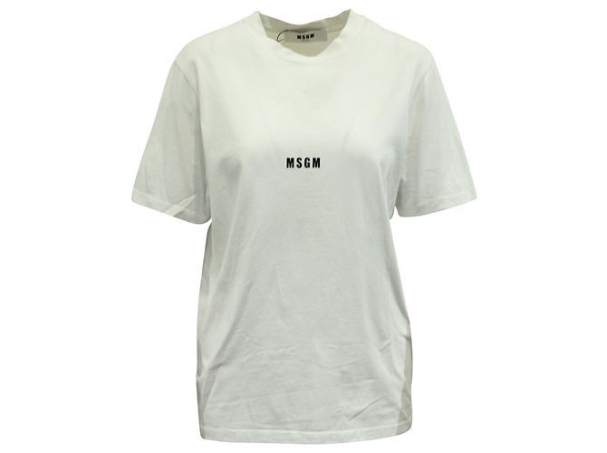 Camiseta com logotipo minimalista MSGM em algodão branco