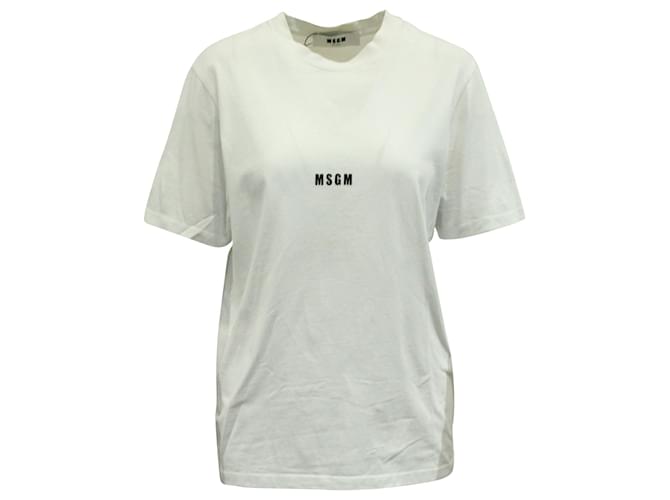 MSGM minimalistisches Logo-T-Shirt aus weißer Baumwolle  ref.593082