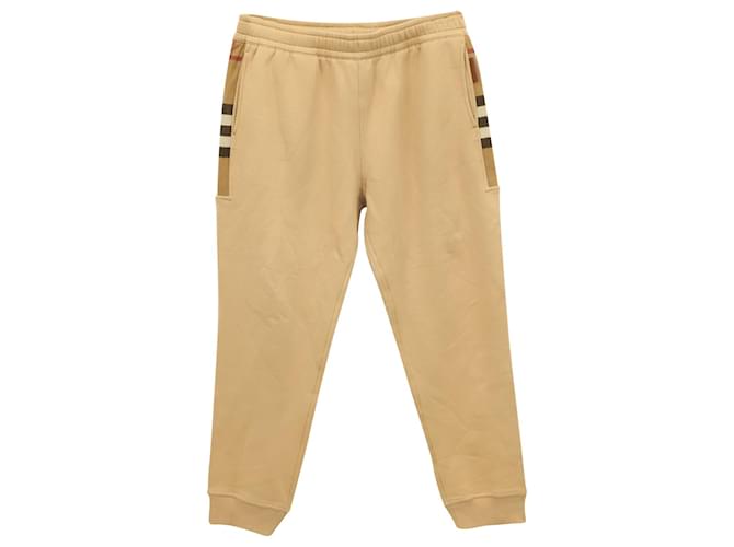 Pantaloni da jogging Burberry con pannello a quadri in cotone marrone chiaro Beige  ref.593083