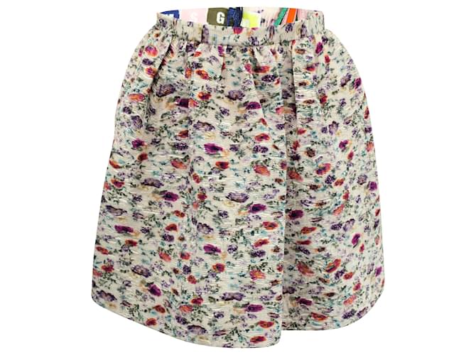 MSGM Floral Pleated Mini Skirt in Pastel Pink Polyester  ref.593109