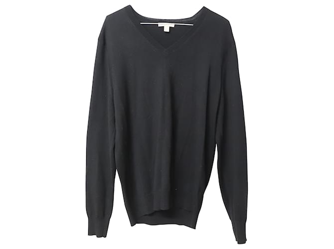 Burberry Dockley suéter con cuello en V en lana negra Negro  ref.593149
