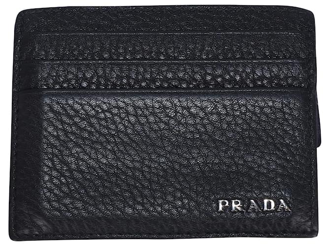 Prada Porta Carte Kartenetui aus schwarzem Leder  ref.593150