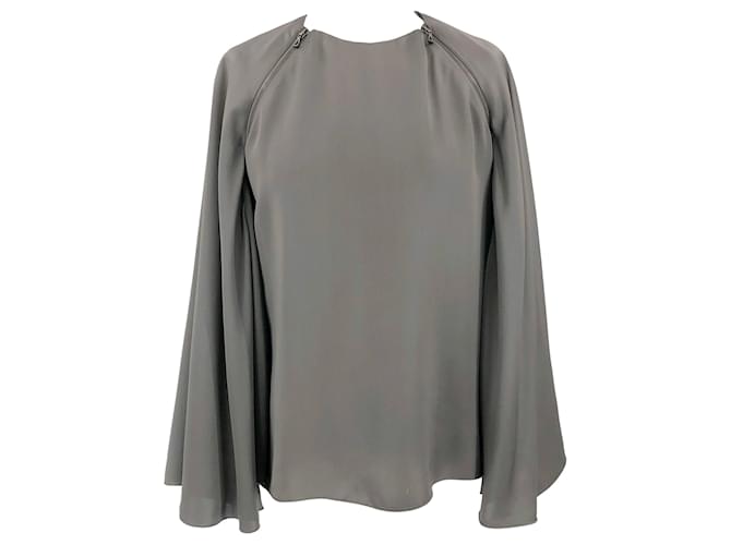 Lanvin top in grey silk with cape sleeves  ref.593159