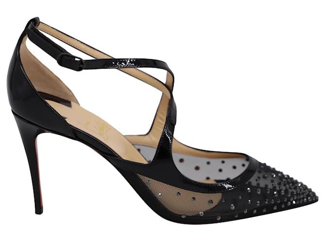 Christian Louboutin Twistissima Strass Pumps in Black Leather  ref.593161