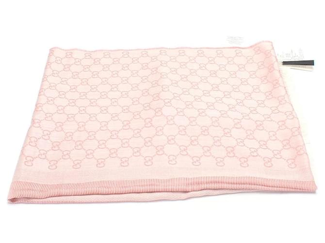 Gucci GG Wool and Silk Scarf Pink  ref.593167