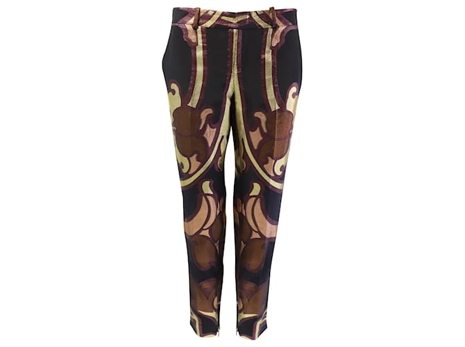 Pantaloni Disco Art Nouveau di Gucci in seta jacquard multicolor Nero  ref.593172