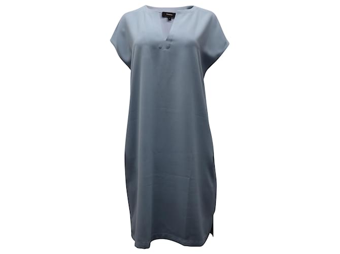 Theory Short Sleeve Shift Dress in Light Blue Polyester   ref.593189