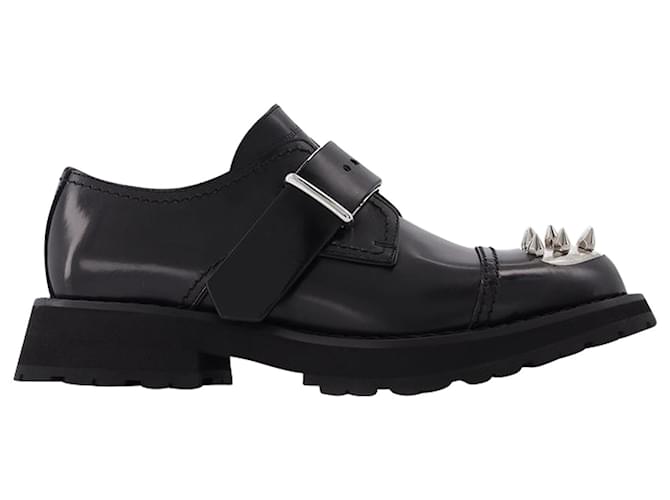 Alexander Mcqueen Mocassins com tachas em couro preto  ref.593369