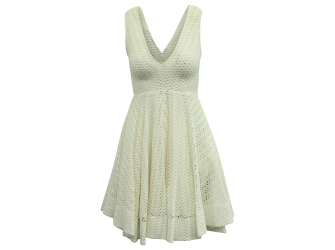 Sandro Bliss Spitzenkleid mit Ösen aus weißem Polyester