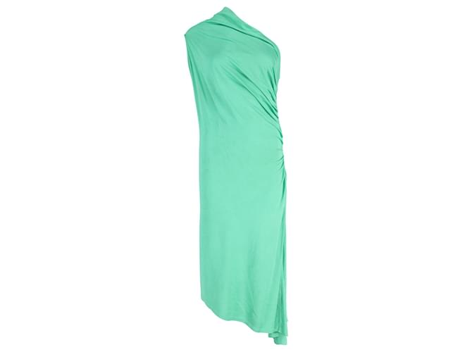 Ralph Lauren Robe drapée à une épaule en soie verte  ref.593799