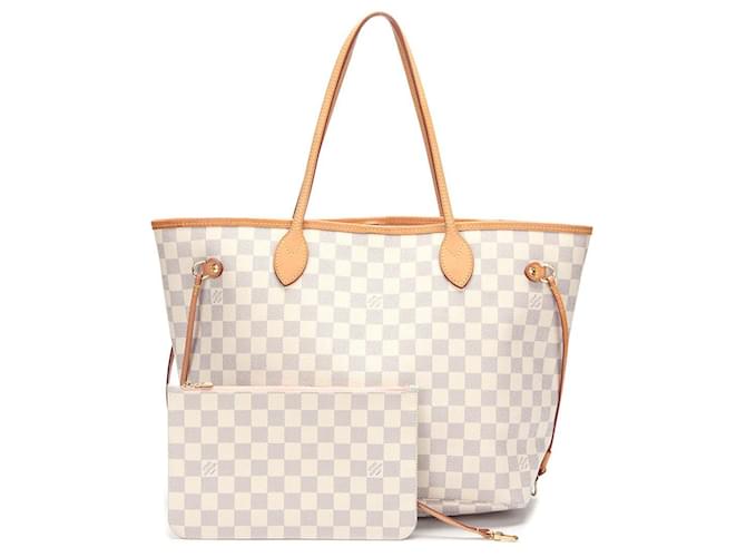Louis Vuitton Damier Azur Neverfull MM with Pouch White Cloth  ref.593819