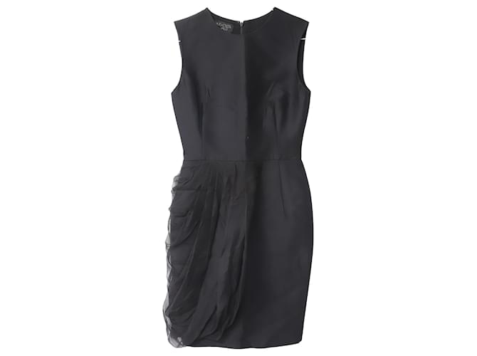 Giambattista Valli Pleated Midi Dress in Black Wool   ref.593941