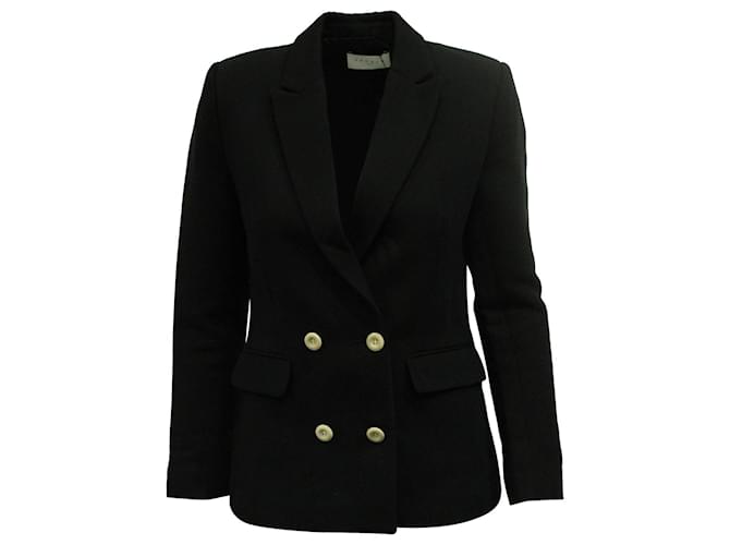 Sandro Paris Double-Breasted Jacket in Black Cotton  ref.593968