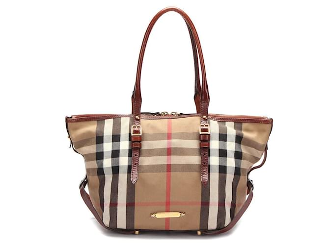 Burberry House Check Tote Bag Brown Cloth  ref.593969